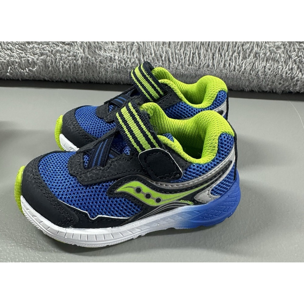 Toddler Sneakers Saucony  5M Little Kids' Ride 10 Jr. Blue Green Size‎ Strap